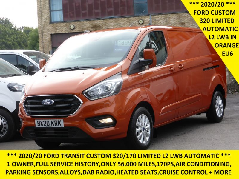 FORD TRANSIT CUSTOM 320/170 LIMITED L2 LWB AUTOMATIC IN ORANGE WITH ONLY 56.000 MILES,AIR CONDITIONING,PARKING SENSORS AND MORE  - 2705 - 1